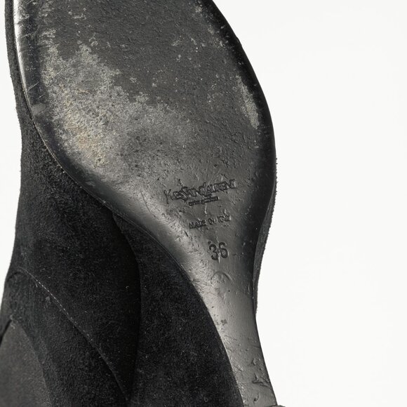 Yves Saint Laurent Nero Suede Chelsea Wedge Booties - Picture 5 of 9